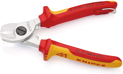 Coupe-câbles Knipex isolés | boîtiers multi-composants | Approuvé VDE | ressort d'ouverture intégré - 95 16 165 t bk