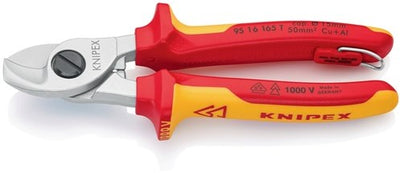 Coupe-câbles Knipex | longueur 165 mm | tête chromée vde avec œillet de montage | gaines multicomposants forme 1 | 1 pièce - 95 16 165 t - 95 16 165 t