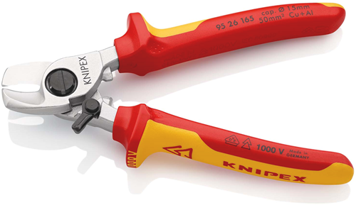 Coupe-câble Knipex avec ressort d'ouverture | isolé | poignées multi-composants | Testé VDE - 95 26 165 SB