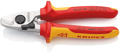 Coupe-câble Knipex avec ressort d'ouverture | isolé | poignées multi-composants | Testé VDE - 95 26 165 SB