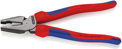 Pince universelle Knipex | poignées multi-composants | noir atramenté | longueur 225 mm | Carte libre-service blister - 02 02 225 sb