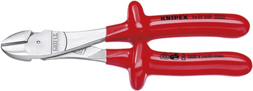 Knipex pince coupante latérale électrique, isolation par immersion chromée, certifiée VDE 250 mm - 7407250