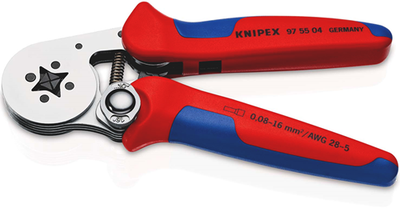 Pince à sertir Knipex preciforce® | poignées multi-composants | doré | longueur 220 mm | Carte libre-service blister - 97 55 04 sb