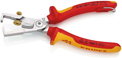 Pince à dénuder Knipex strix® avec coupe-câble | isolé | boîtiers multi-composants | Testé VDE - 13 66 180 t