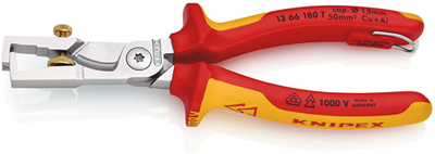 Pince à dénuder Knipex strix® avec coupe-câble | isolé | boîtiers multi-composants | Testé VDE - 13 66 180 t