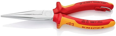 Pince à becs plats et ronds Knipex | longueur 200 mm | vde droit avec œillet de montage | vestes multi-composants | 1 pièce - 26 16 200 t 26 16 200 t