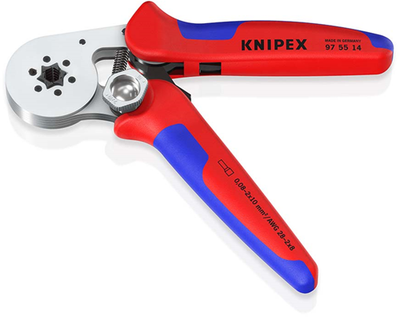 Pince à sertir auto-ajustable Knipex pour embouts | entrée latérale | manches multi-composants - 97 55 14 sb