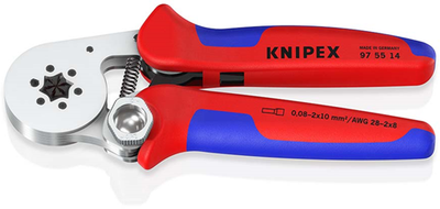 Pince à sertir auto-ajustable Knipex pour embouts | entrée latérale | manches multi-composants - 97 55 14 sb