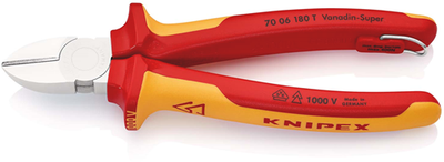 Pince coupante latérale Knipex | longueur 180 mm | isolé | boîtiers multi-composants | Approuvé VDE | protection intégrée - 70 06 180 t bk