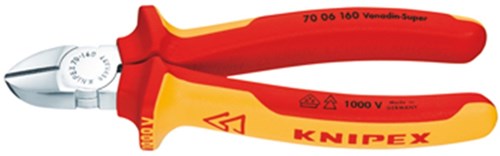 Pince coupante latérale Knipex chromée. confort 160 mm vde - 70 06 160 sb - 7006160sb