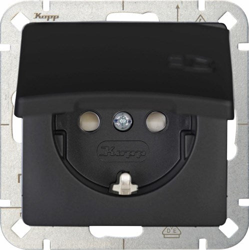 Kopp hk05 prise encastrable noir mat avec couvercle - 4621710