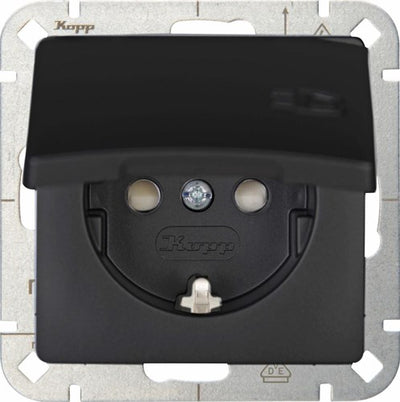 Kopp hk05 prise encastrable noir mat avec couvercle - 4621710