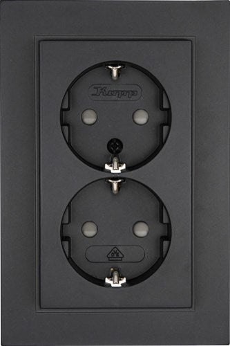 Kopp hk07 prise encastrable anthracite ra double + sécurité enfant - 4623115