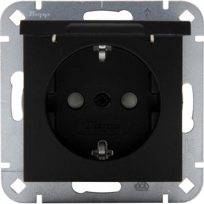 Kopp hk07 prise encastrable noir pur mat avec couvercle + sécurité enfant - 4624650