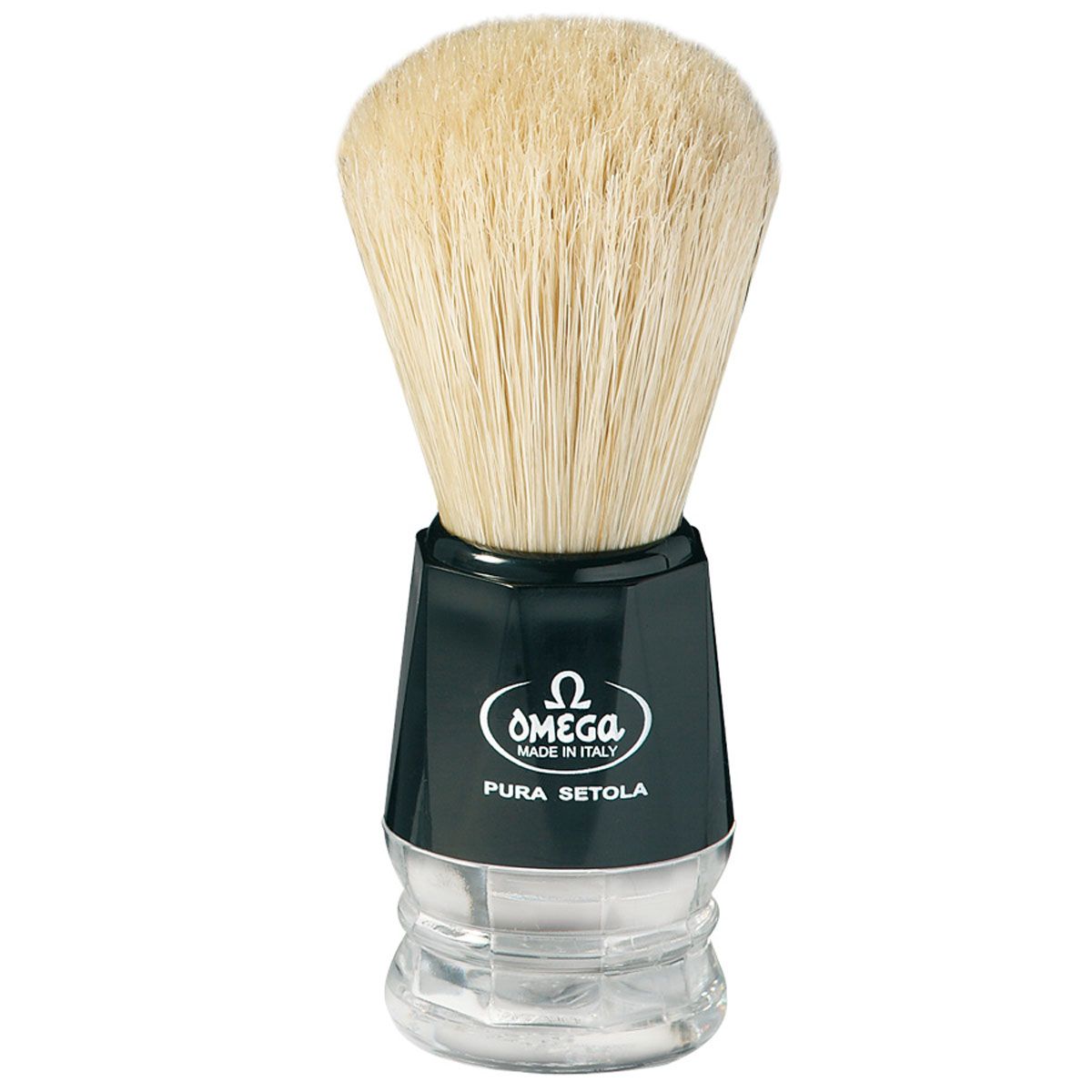 Blaireau Omega poils de porc manche noir 10cm