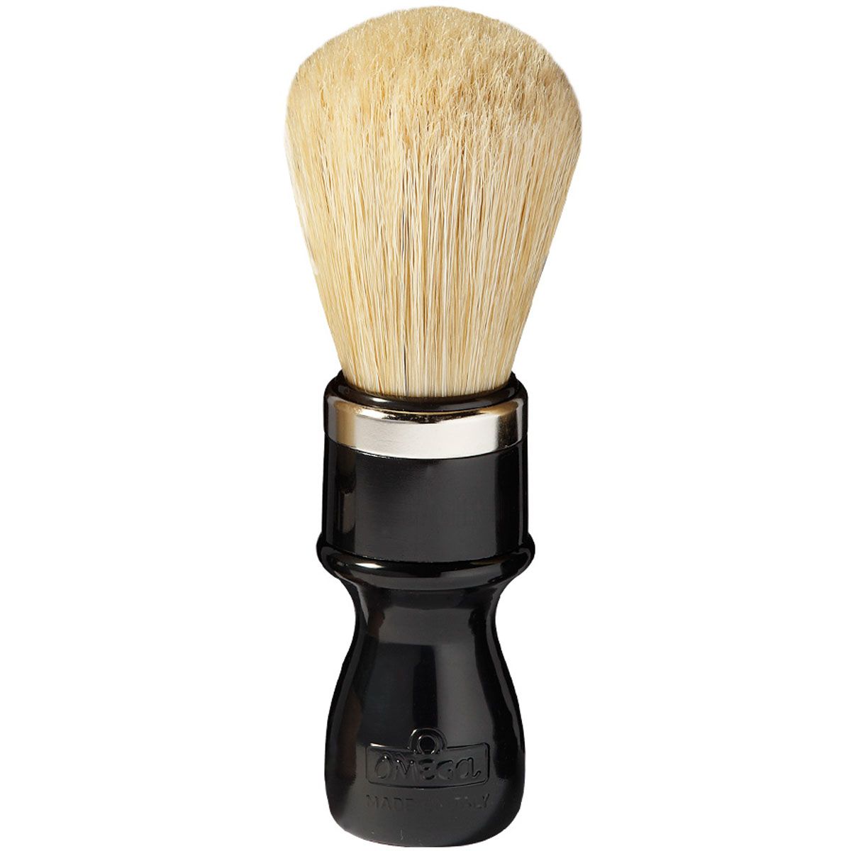 Omega blaireau poils de porc anneau métal professionnel 14cm
