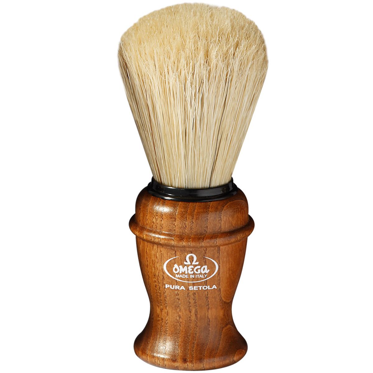 Blaireau Omega poils de porc manche en bois de frêne foncé 11,5cm