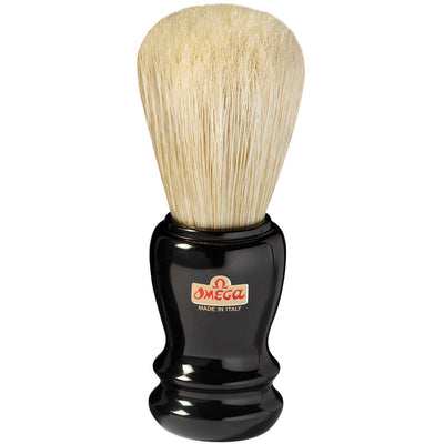 Blaireau Omega poils de porc noir transparent manche luxe 10cm
