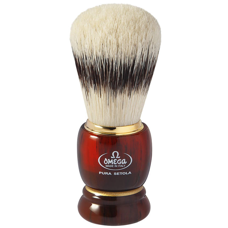 Blaireau Omega en poils de porc avec manche en résine effet poils de blaireau + standard 11cm