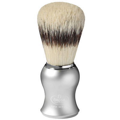 Blaireau Omega poils de porc effet poils de blaireau manche gris mat + standard 11cm