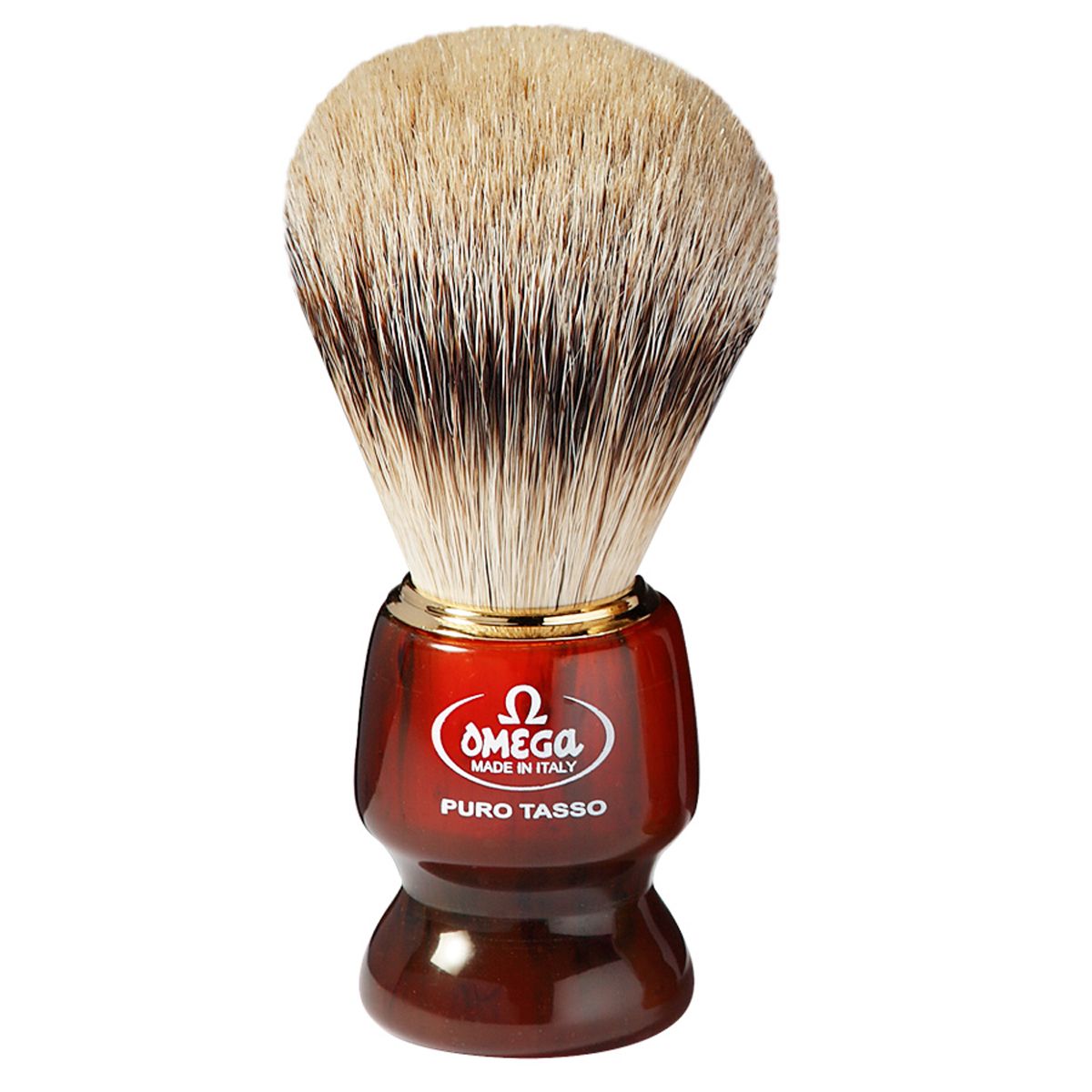 Blaireau Omega 100% résine super blaireau manche marron rouge 9cm