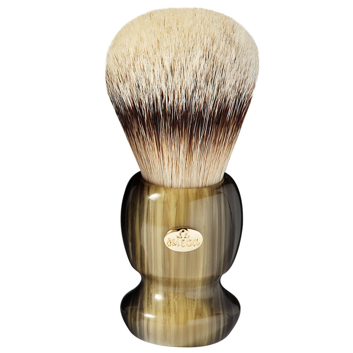 Blaireau Omega 100% résine super blaireau manche vert 12cm