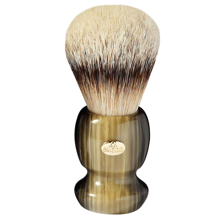 Blaireau Omega 100% résine super blaireau manche vert 12cm