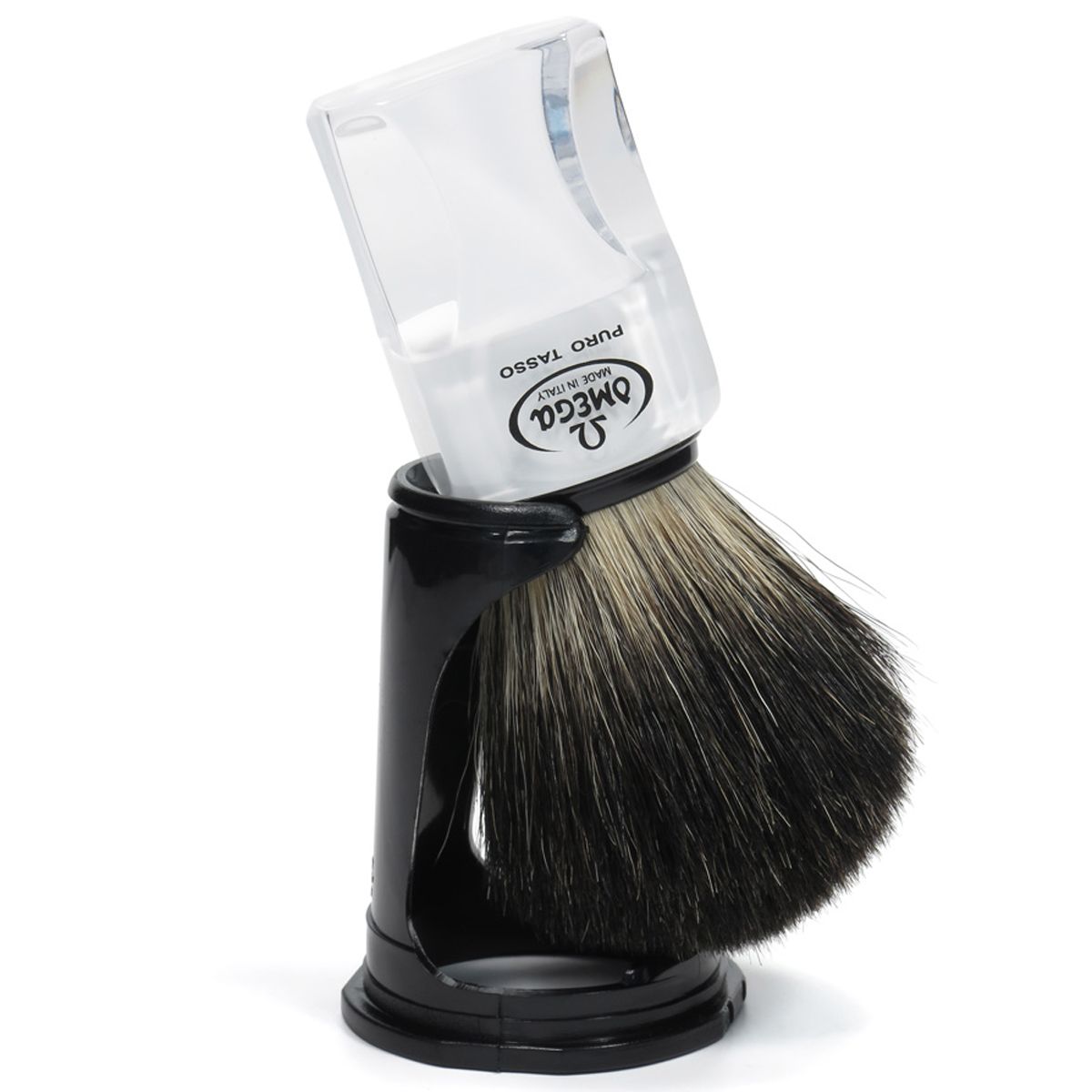 Blaireau Omega 100% blaireau noir transparent + standard 11cm