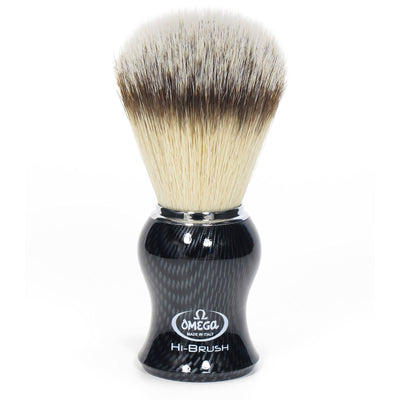 Blaireau Omega hi-brush cheveux synthétiques avec effet poils de blaireau manche en fibre de carbone 11cm