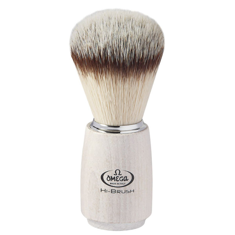 Blaireau Omega hi-brush poils synthétiques effet blaireau manche en bois de frêne 11,5cm