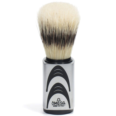 Blaireau Omega hi-brush poils de porc effet poils de blaireau manche gris + standard 11,5cm
