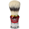 Blaireau Omega hi-brush poils synthétiques effet blaireau manche transparent rouge 11cm