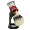 Blaireau Omega hi-brush poils synthétiques effet blaireau manche transparent rouge 11cm
