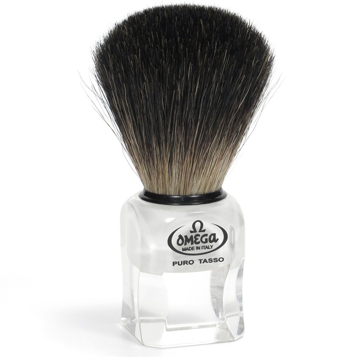 Blaireau Omega 100% blaireau noir transparent + standard 9,5cm