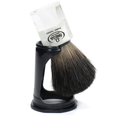 Blaireau Omega 100% blaireau noir transparent + standard 9,5cm