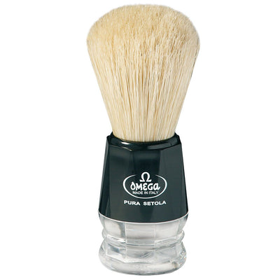 Blaireau Omega poils de porc noir transparent manche luxe 10cm