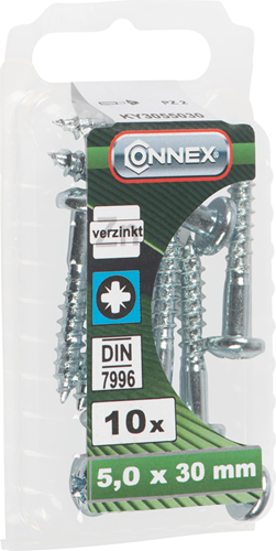 Boulon à vis à bois Connex 5,0x30 10pcs vz - ky3055030
