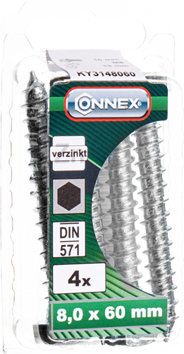 Boulon fileté à bois Connex (6k) 8x60 4 pcs vz - ky3148060