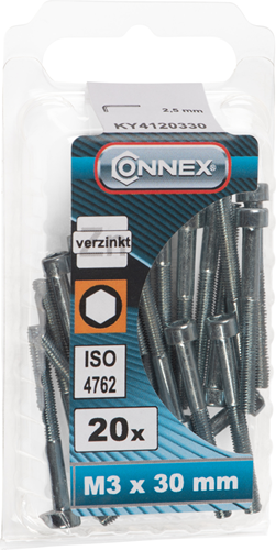 Boulon à six pans creux Connex cy m3x30 20pcs vz - ky4120330