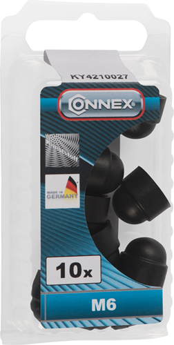 Connex cache hexagone m6 plastique 10 noir - ky4210027
