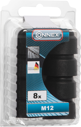 Connex cache hexagone m12 plastique 8 noir - ky4210033