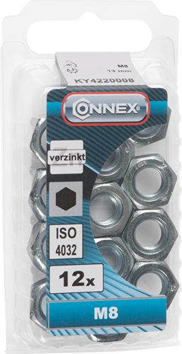 Connex écrou hexagonal m8 12pcs vz - ky4220008