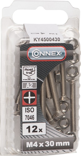 Vis à métal Connex vz-k m4x30 12pcs a2 - ky4500430