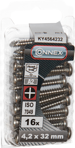 Boîte à vis à tôle Connex 4,2x32 16pcs a2 - ky4564232