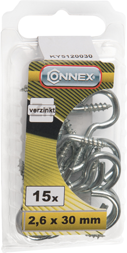 Vis à crochet Connex 2,6x30 15 pcs vz - ky5120030