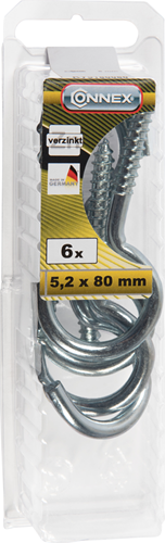 Vis à crochet pour corde à linge Connex 5,2x80 * 6 pcs vz - ky5180080