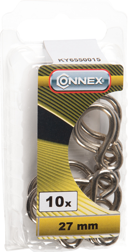 Connex crochet en S fermé 27mm 10pcs ni - ky6550015