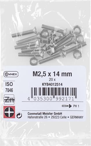 Vis à métal Connex pk m2.5x14 vz ph 20pcs - kyb4012514