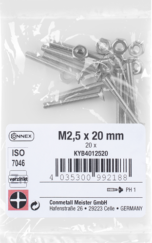 Vis à métal Connex pk m2.5x20 vz ph 20pcs - kyb4012520