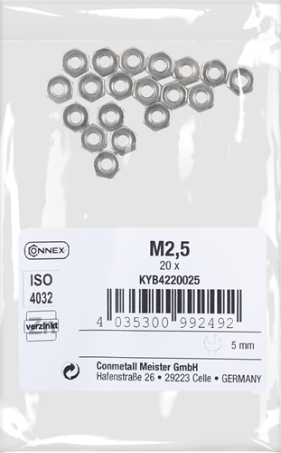 Écrou hexagonal Connex m2.5 20pcs vz 934 - kyb4220025